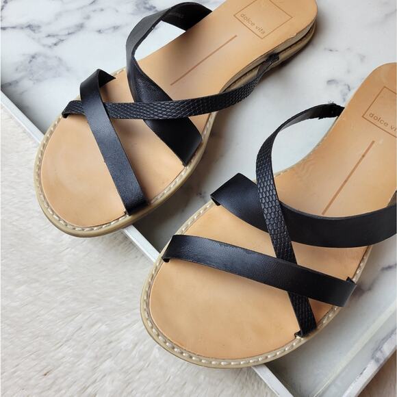 DOLCE VITA Nebi Black Strappy Slide Sandal Summer Size 6.5 - Picture 4 of 10